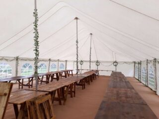 Inside Traditional marquee hire oxford Oxford Tent Company